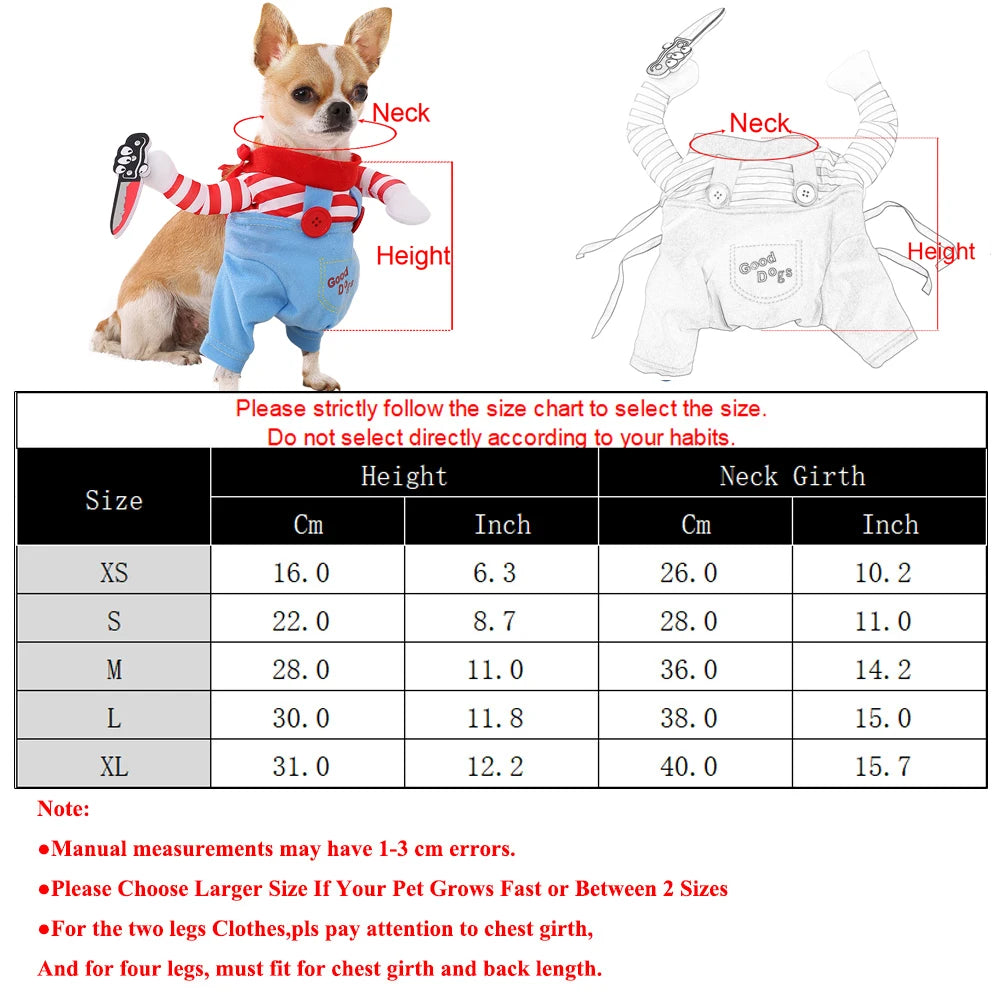 Vestiti per cani divertenti di Halloween Cani di taglia piccola, media e grande Gatto Cosplay Animali domestici Dress Up Pullover per cuccioli Chihuahua Costume Party Abiti per animali domestici