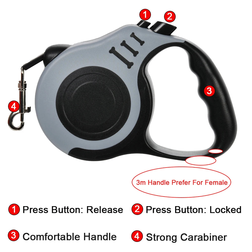 Guinzaglio per cani da 3 m 5 m Cavo per cuccioli in nylon resistente per cani di piccola taglia media Gatti Retrattile automatico Durevole Yorkshire Forniture per animali domestici