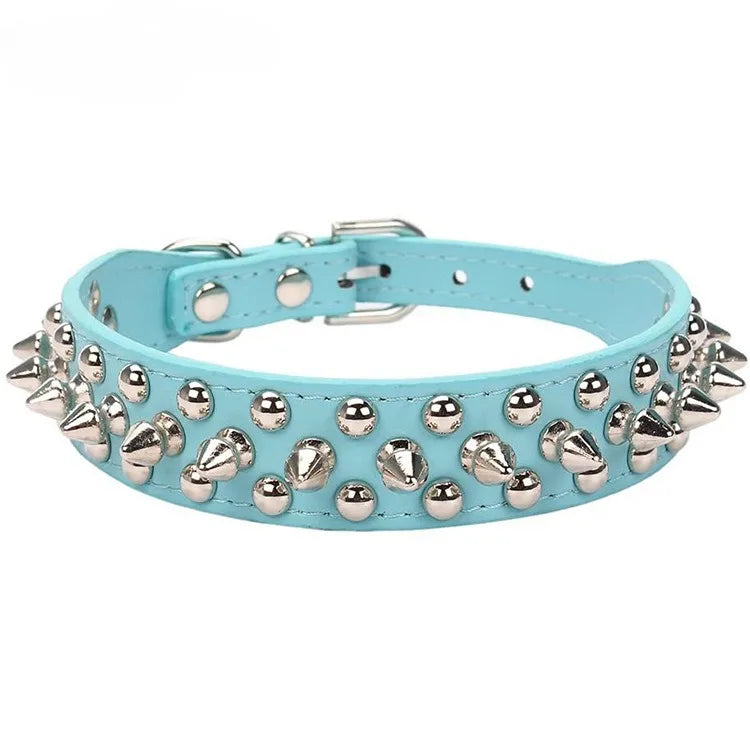 Collare per cani da compagnia in pelle regolabile Forniture per tracolla Collare per cani a spillo con rivetti punk in pelle PU Collari per animali domestici per cani di piccola taglia