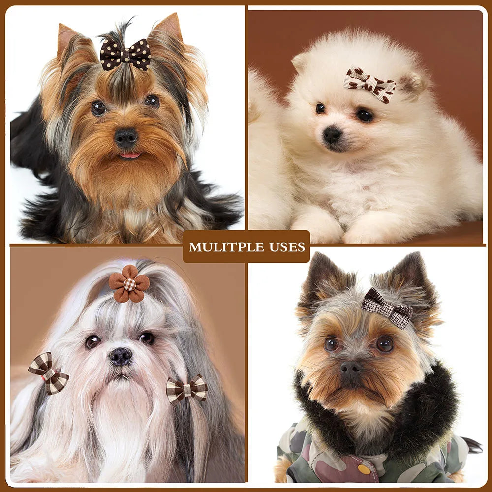 10PCS Archi per capelli per cani Elastici per animali domestici Cane di piccola taglia Gatto Bowknot Cani carini Archi per cani Toelettatura Accessori per animali domestici per cani di piccola taglia