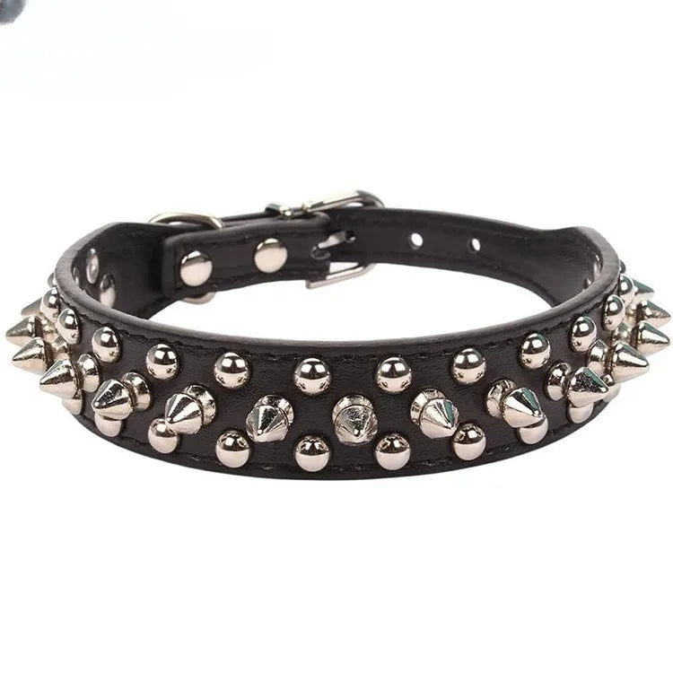 Collare per cani da compagnia in pelle regolabile Forniture per tracolla Collare per cani a spillo con rivetti punk in pelle PU Collari per animali domestici per cani di piccola taglia
