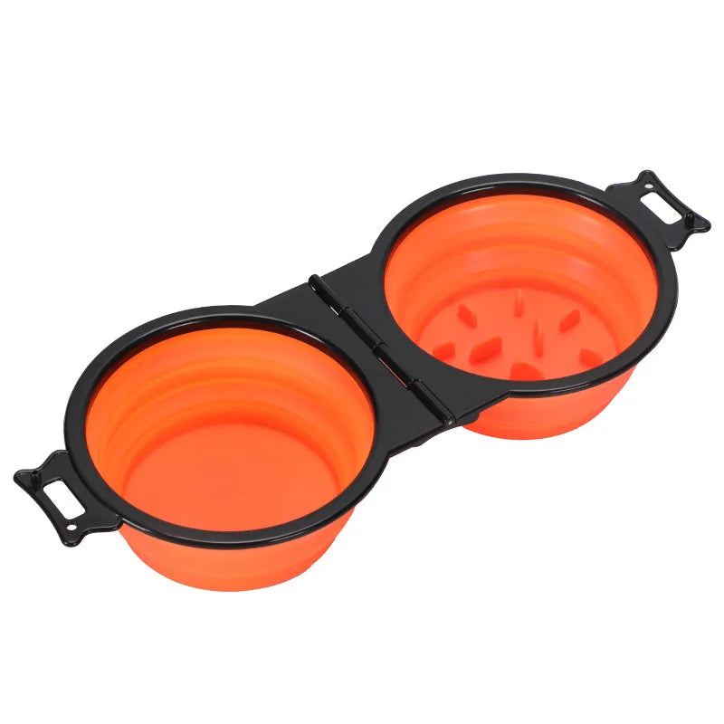 1 pezzo 2-in-1 pieghevole doppia ciotola ciotola di alimentazione portatile da viaggio all'aperto cane gatto ciotola per bere forniture per animali acqua di alimentazione all'aperto