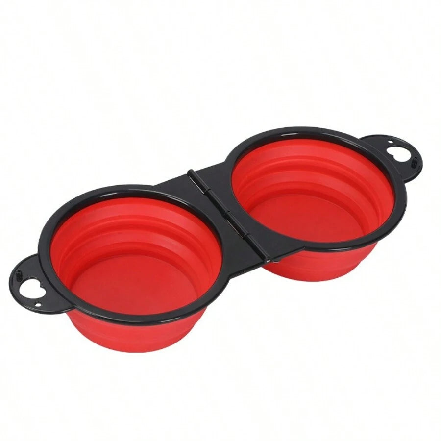 1 pezzo 2-in-1 pieghevole doppia ciotola ciotola di alimentazione portatile da viaggio all'aperto cane gatto ciotola per bere forniture per animali acqua di alimentazione all'aperto