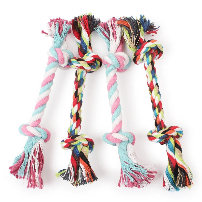 Colore casuale Giocattolo per cani da compagnia Corda per morso Doppio nodo Corda di cotone Divertente giocattolo per gatti Denti resistenti ai morsi e affilati Forniture per animali domestici Giocattoli per cuccioli
