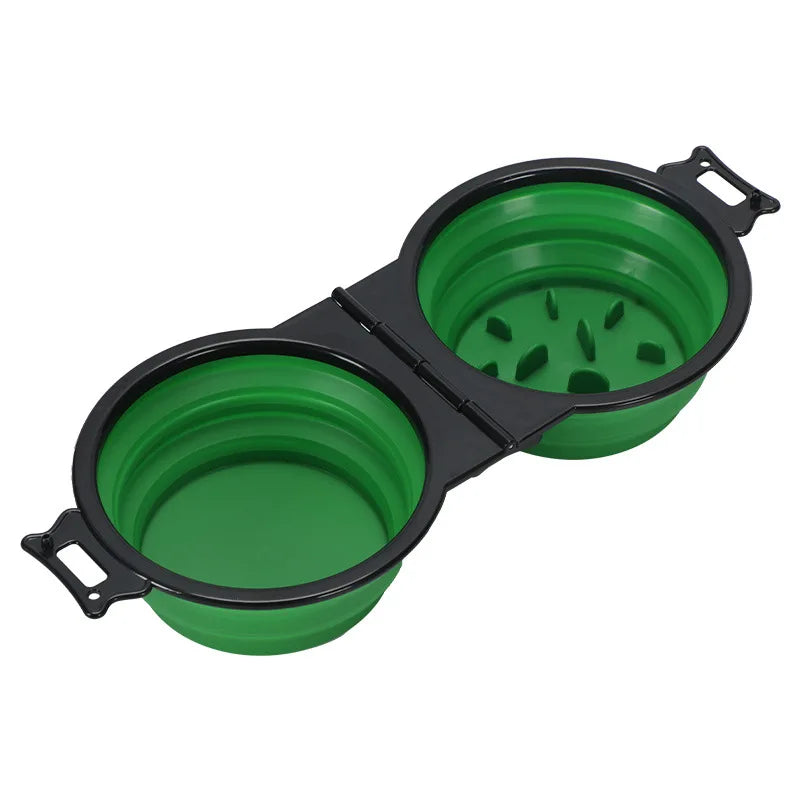 1 pezzo 2-in-1 pieghevole doppia ciotola ciotola di alimentazione portatile da viaggio all'aperto cane gatto ciotola per bere forniture per animali acqua di alimentazione all'aperto