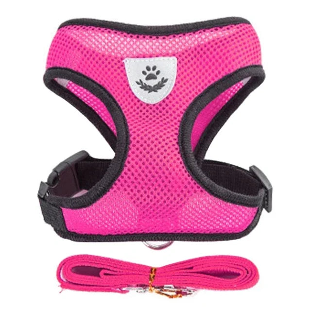 Pettorina per gatti Guinzaglio da passeggio per cuccioli Collare per cani Pettorina per cani in rete regolabile in poliestere per accessori per animali di piccola taglia e media