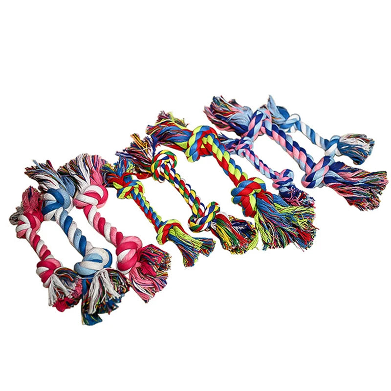Colore casuale Giocattolo per cani da compagnia Corda per morso Doppio nodo Corda di cotone Divertente giocattolo per gatti Denti resistenti ai morsi e affilati Forniture per animali domestici Giocattoli per cuccioli