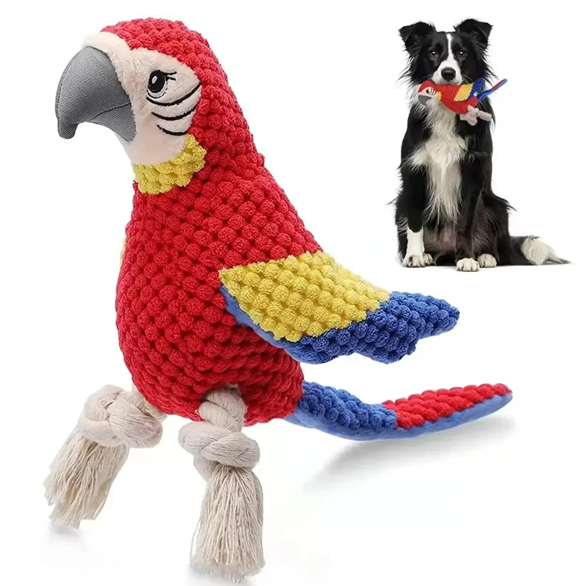 Giocattolo per cani pappagallo in peluche indistruttibile, giocattolo di pezza stridulo, forniture per animali domestici per cani di piccola e grande taglia