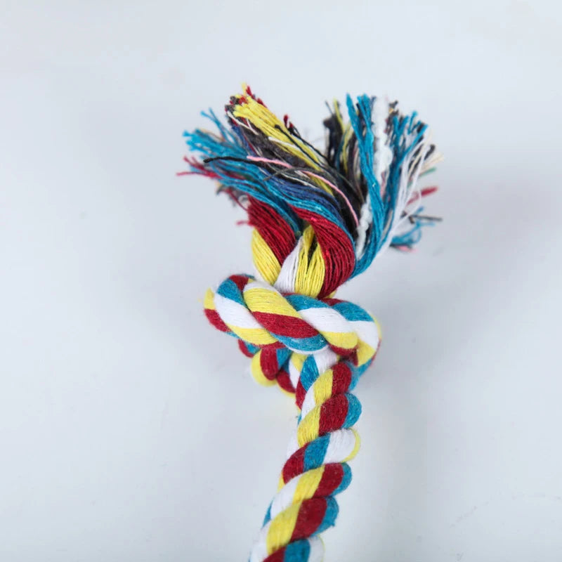 Colore casuale Giocattolo per cani da compagnia Corda per morso Doppio nodo Corda di cotone Divertente giocattolo per gatti Denti resistenti ai morsi e affilati Forniture per animali domestici Giocattoli per cuccioli