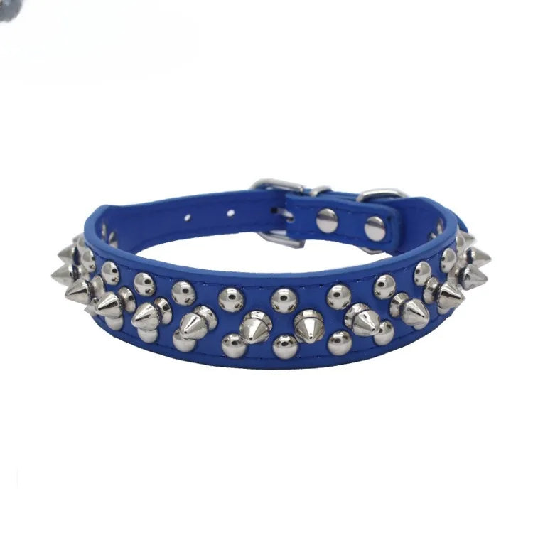 Collare per cani da compagnia in pelle regolabile Forniture per tracolla Collare per cani a spillo con rivetti punk in pelle PU Collari per animali domestici per cani di piccola taglia