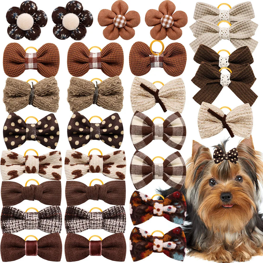 10PCS Archi per capelli per cani Elastici per animali domestici Cane di piccola taglia Gatto Bowknot Cani carini Archi per cani Toelettatura Accessori per animali domestici per cani di piccola taglia