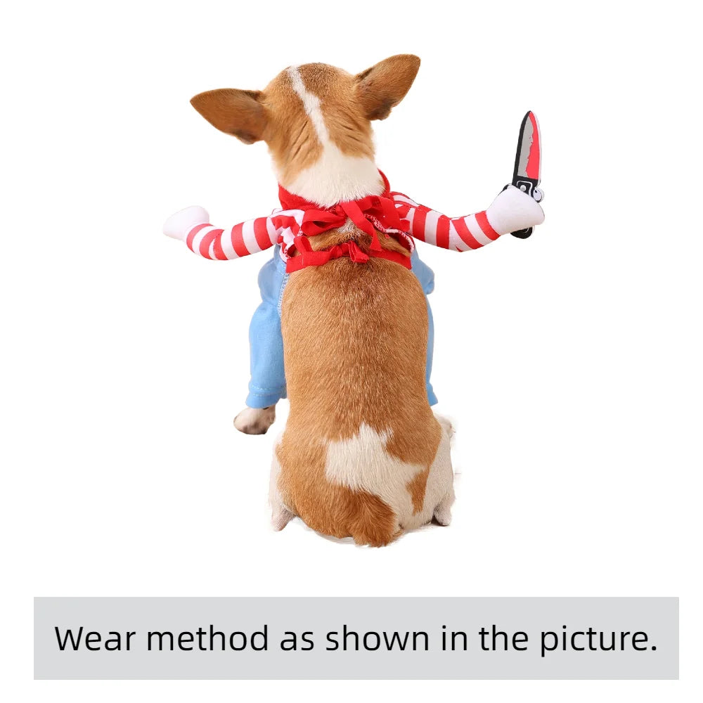Vestiti per cani divertenti di Halloween Cani di taglia piccola, media e grande Gatto Cosplay Animali domestici Dress Up Pullover per cuccioli Chihuahua Costume Party Abiti per animali domestici
