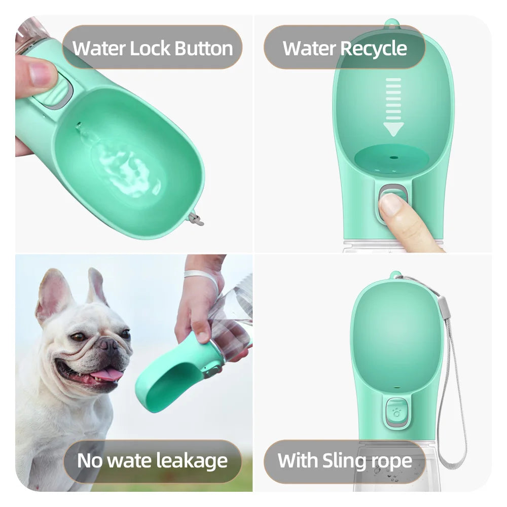 Bottiglia d'acqua portatile per cani di piccola taglia Gatto Ciotole da passeggio a tenuta stagna per esterni Chihuahua Bulldog francese Forniture