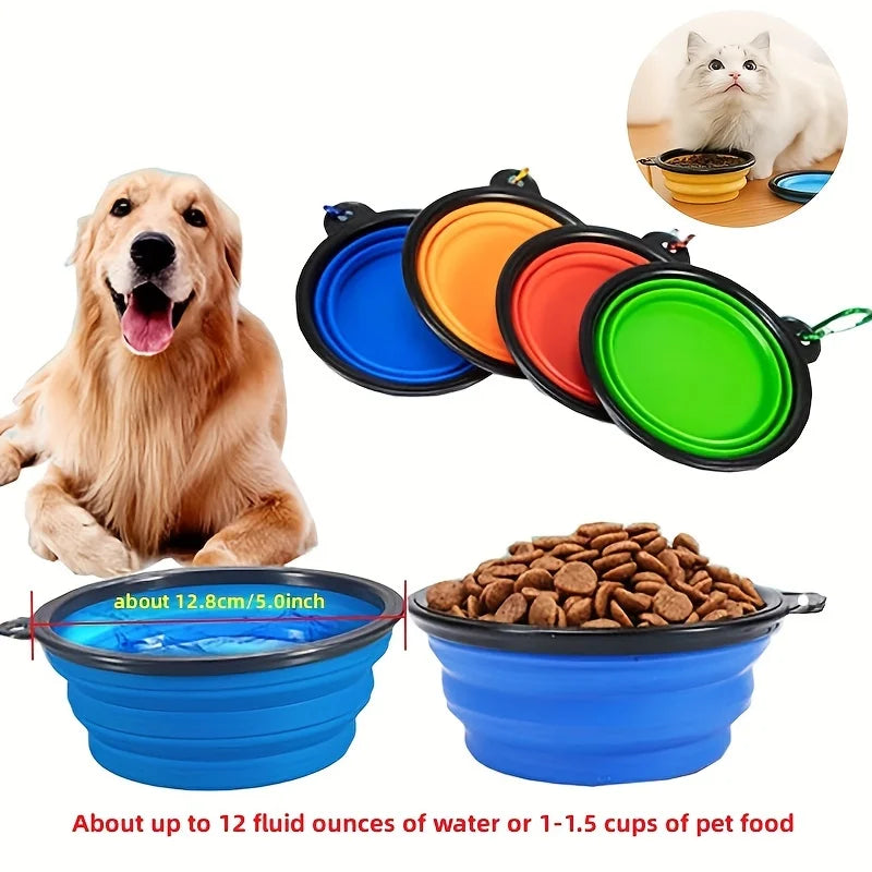 Ciotola portatile per alimenti per animali domestici Ciotola durevole in TPR Cibo per cani e gatti Ciotola pieghevole in silicone per animali domestici Ciotola portatile per alimenti per acqua all'aperto da viaggio