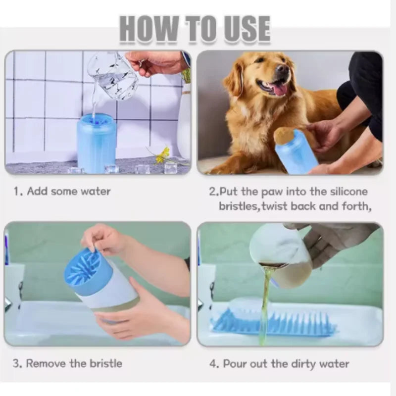 Tazza per pulire le zampe di cani Pettini in silicone morbido Lavatapiede portatile per animali domestici all'aperto Spazzola per pulire le zampe Lavare rapidamente il secchio per la pulizia dei piedi