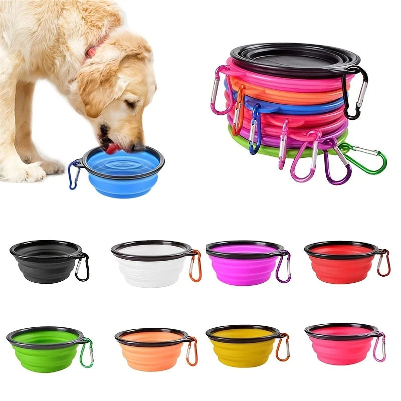 Ciotola portatile per alimenti per animali domestici Ciotola durevole in TPR Cibo per cani e gatti Ciotola pieghevole in silicone per animali domestici Ciotola portatile per alimenti per acqua all'aperto da viaggio