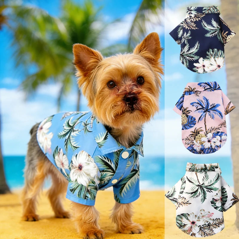 Abbigliamento Estivo per Cani Stile Hawaiano, Magliette da Spiaggia per Cani di Piccola e Media Taglia, Vestiti per Cuccioli e Gatti, Ropa Perro per Carlino e Bulldog Francese
