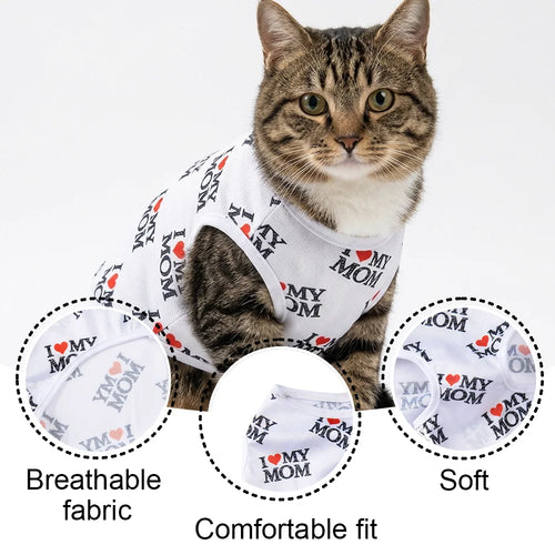 Abbigliamento Morbido Estivo per Gatti, Maglietta Traspirante per Animali Domestici, Gilet Leggero con Stampa di Lettere Carine, Pullover per Gatti e Cuccioli