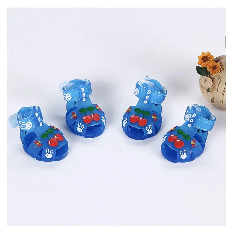 Sandali estivi per cani Cartoon Stivali da pioggia traspiranti antiscivolo alla moda Prodotto per animali domestici resistente all'usura impermeabile Accessori per esterni