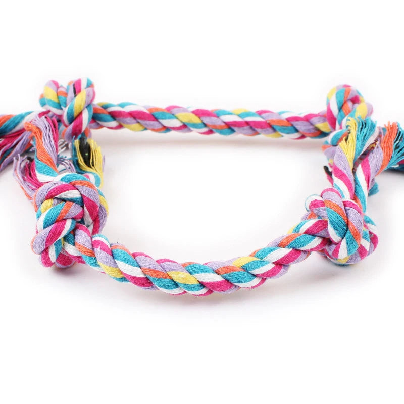 Colore casuale Giocattolo per cani da compagnia Corda per morso Doppio nodo Corda di cotone Divertente giocattolo per gatti Denti resistenti ai morsi e affilati Forniture per animali domestici Giocattoli per cuccioli