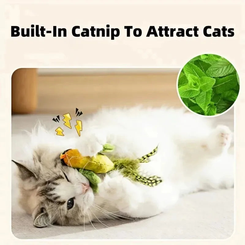Giocattoli per Gatti a Forma di Uccello Realistici, Giocattolo Interattivo per Gatti con Suono di Uccello, Giocattolo in Peluche con Erba Gatta per Gatti e Gattini